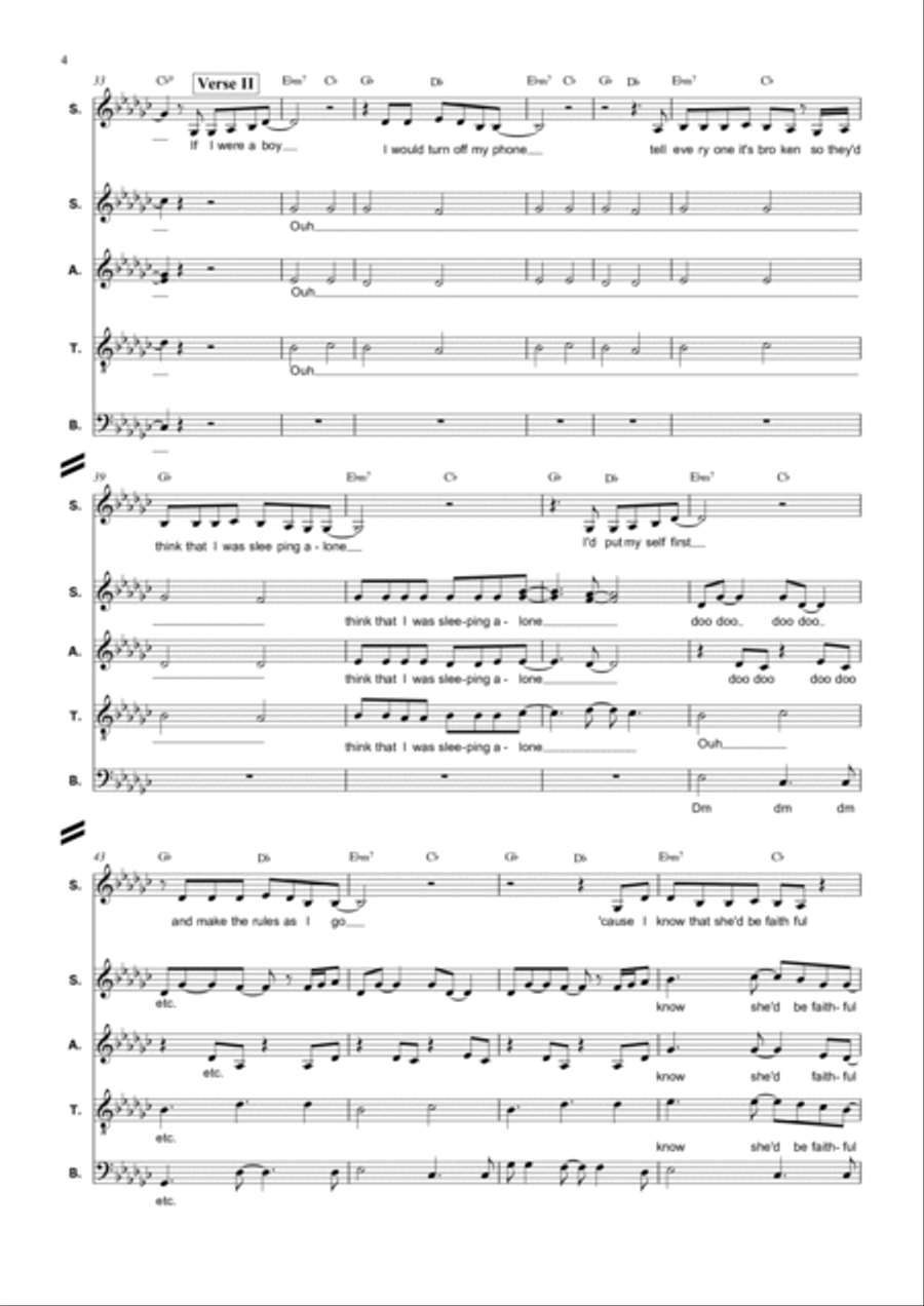 If I Were A Boy Divisi scores gallery preview page 4