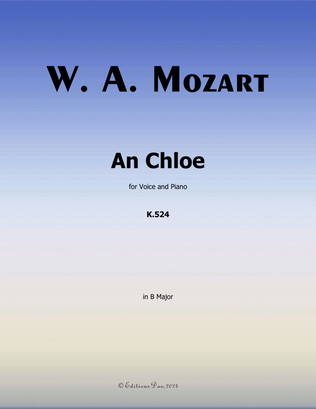 Book cover for An Chloe, by Mozart, K.524, in B Major