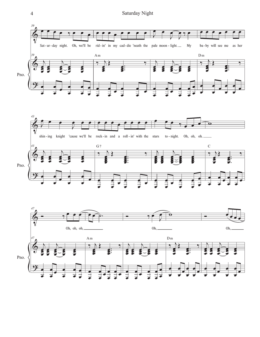 Saturday Night Piano, Vocal scores gallery preview page 4