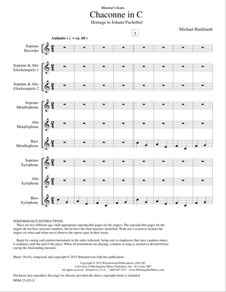 Chaconne in C Orff Instrument scores gallery preview page 1