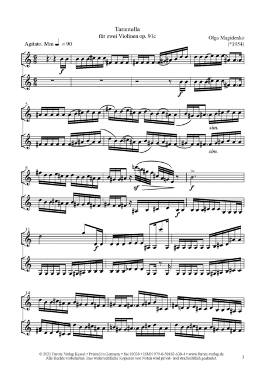Tarantella für 2 Violinen Violin Solo scores gallery preview page 2