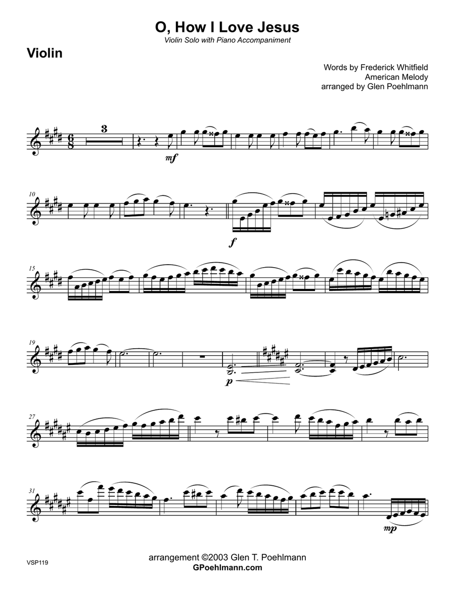 O HOW I LOVE JESUS - VIOLIN SOLO with Piano Accompaniment O HOW I LOVE JESUS - VIOLIN SOLO with Piano Accompaniment Violin Solo scores gallery preview page 5
