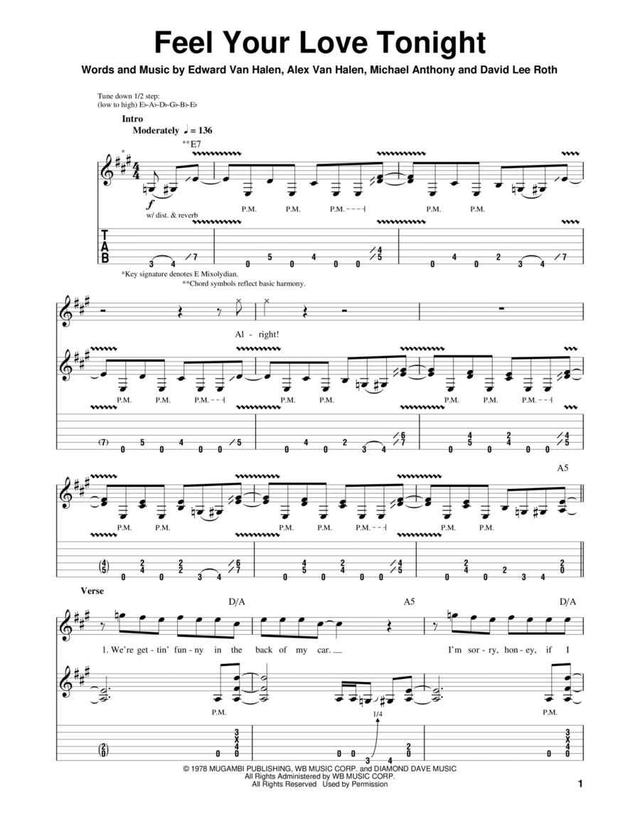 Feel Your Love Tonight Feel Your Love Tonight Electric Guitar scores gallery preview page 1