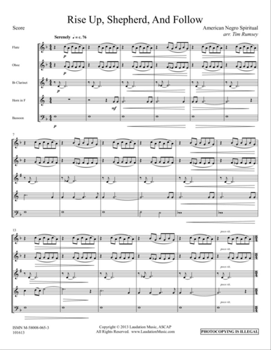 Rise Up, Shepherd Rise Up, Shepherd Woodwind Quintet scores gallery preview page 1