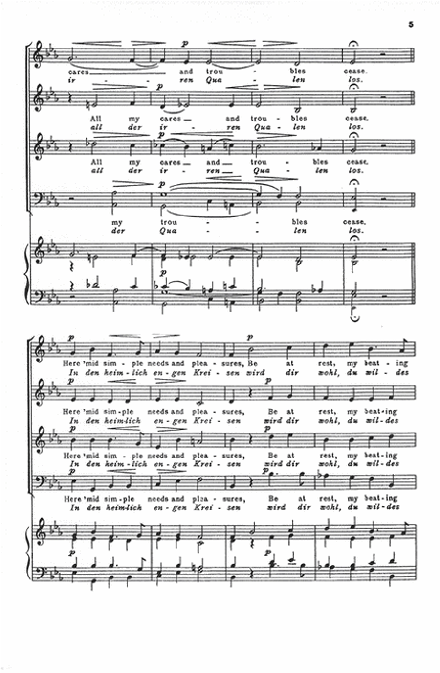 Forest Cool, Thou Forest Quiet (Waldesnacht, du Wunderkühle) 4-Part scores gallery preview page 5