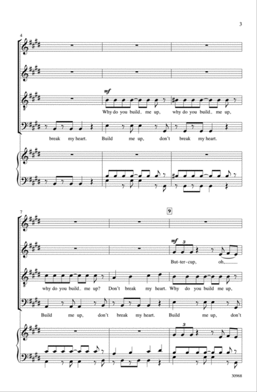 Build Me Up Buttercup 4-Part scores gallery preview page 3
