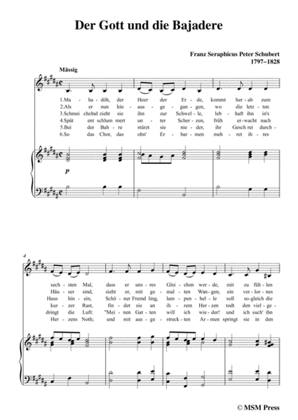 Schubert-Der Gott und die Bajadere,in B Major,for Voice&Piano image number null