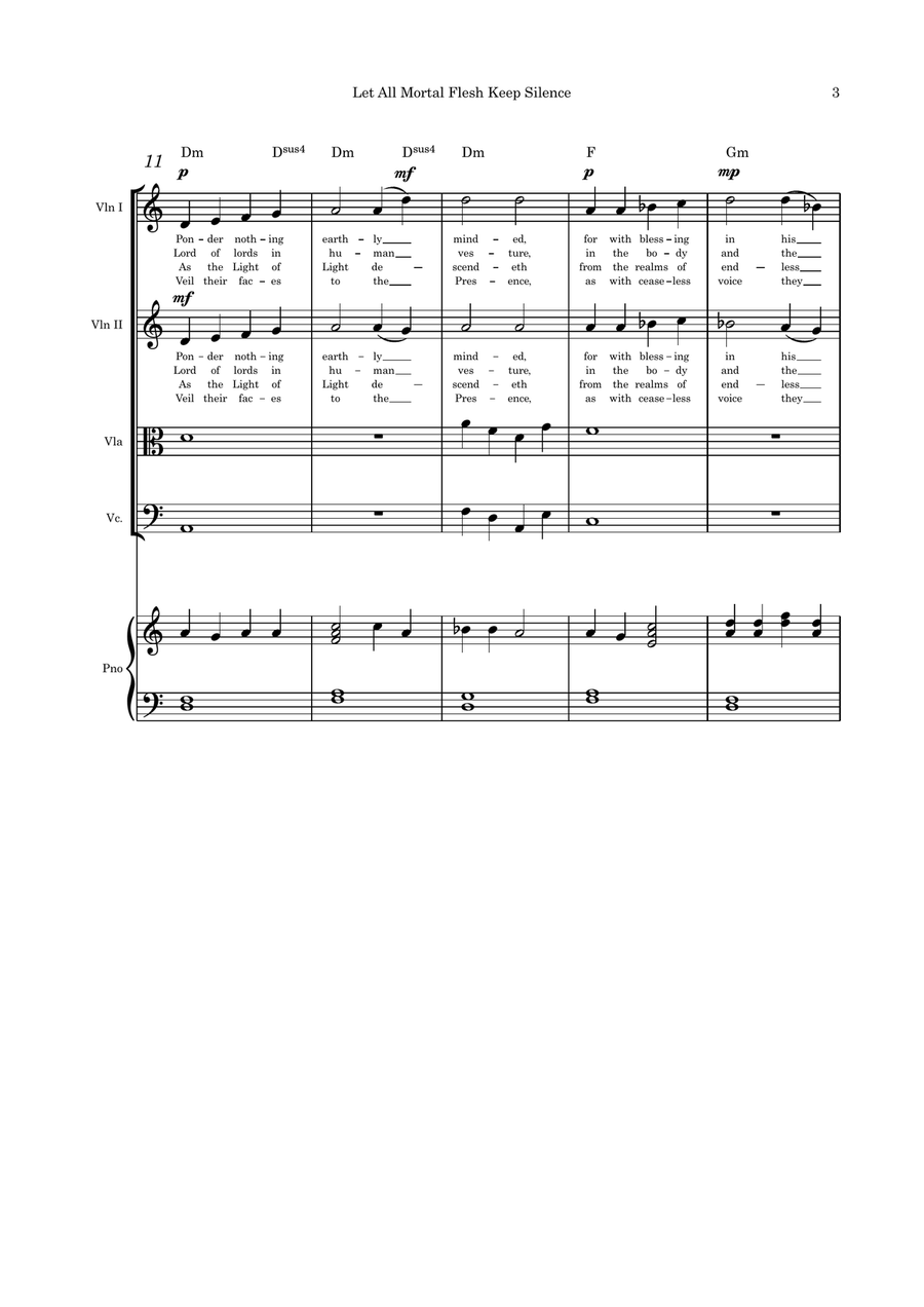 Let All Mortal Flesh Keep Silence strings quartet and Piano Piano Quartet scores gallery preview page 3
