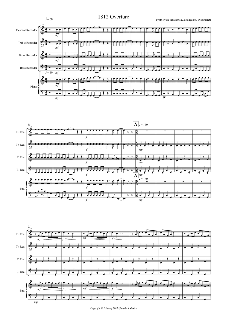 1812 Overture for Recorder Quartet image number null