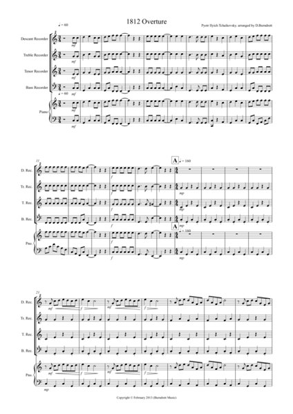 1812 Overture for Recorder Quartet