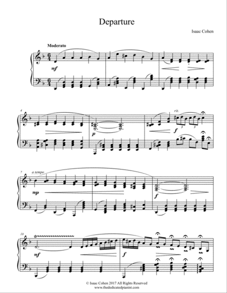 Departure Piano Solo scores gallery preview page 1