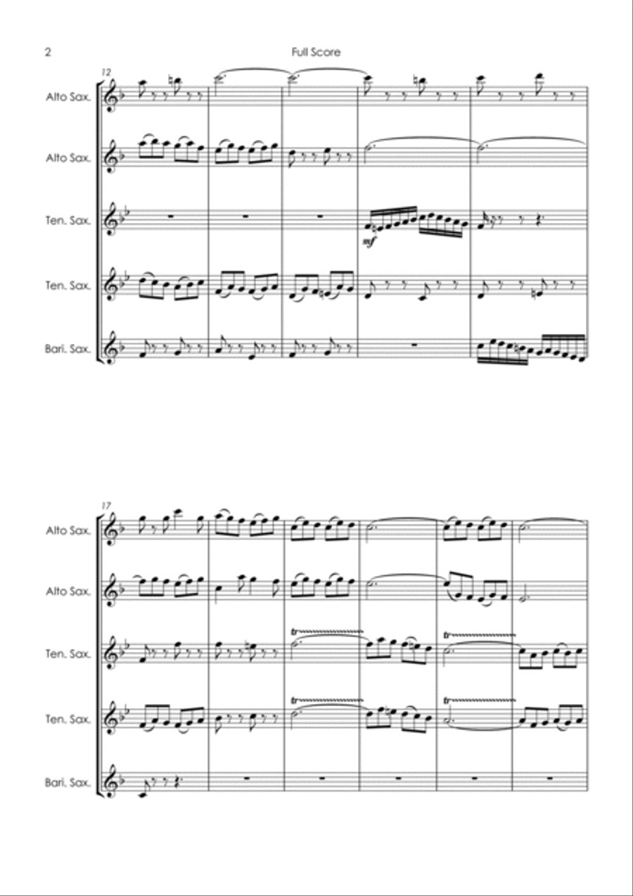 Brandenburg Concerto No.5, 3rd movement - sax quintet Saxophone Quintet scores gallery preview page 4
