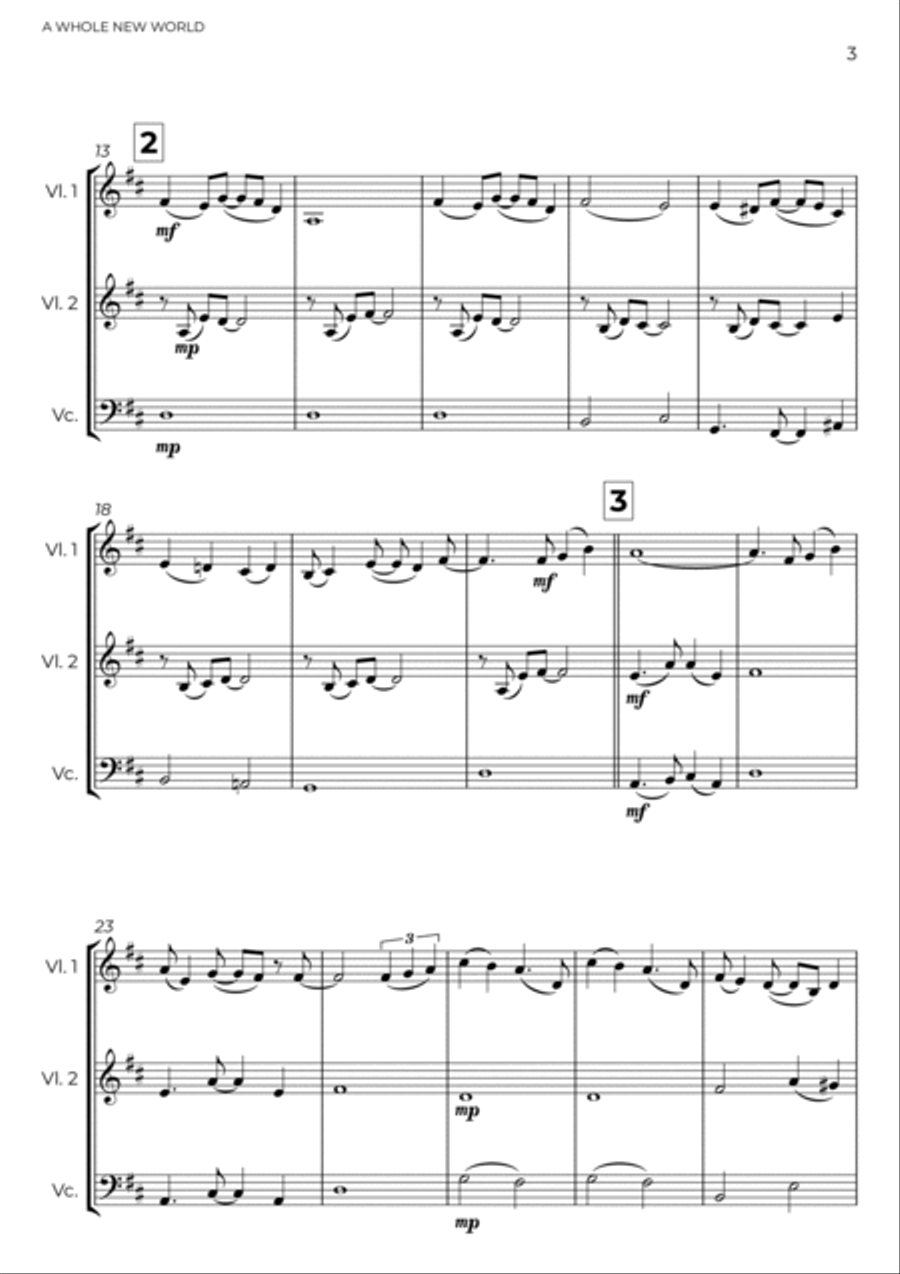 A Whole New World String Trio scores gallery preview page 3