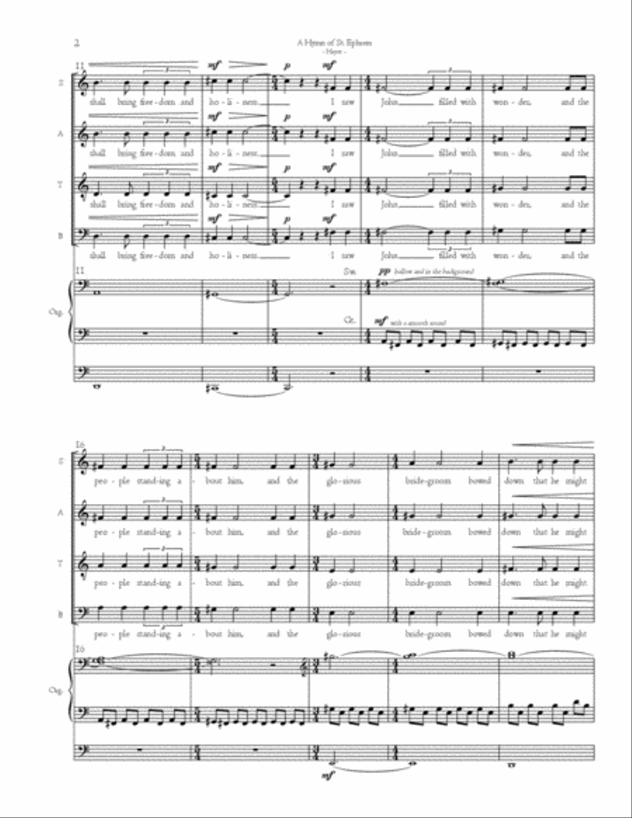 A Hymn of St. Ephrem for Mixed Choir (SATB) and Organ 4-Part scores gallery preview page 4