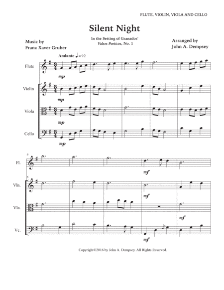 Silent Night (Quartet for Flute, Violin, Viola and Cello) image number null