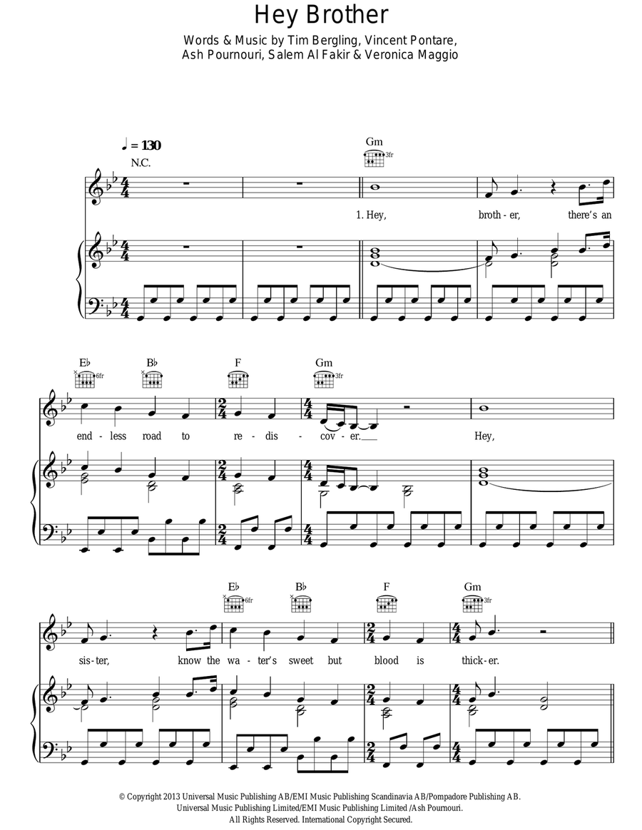 Hey Brother Acoustic Guitar scores gallery preview page 1