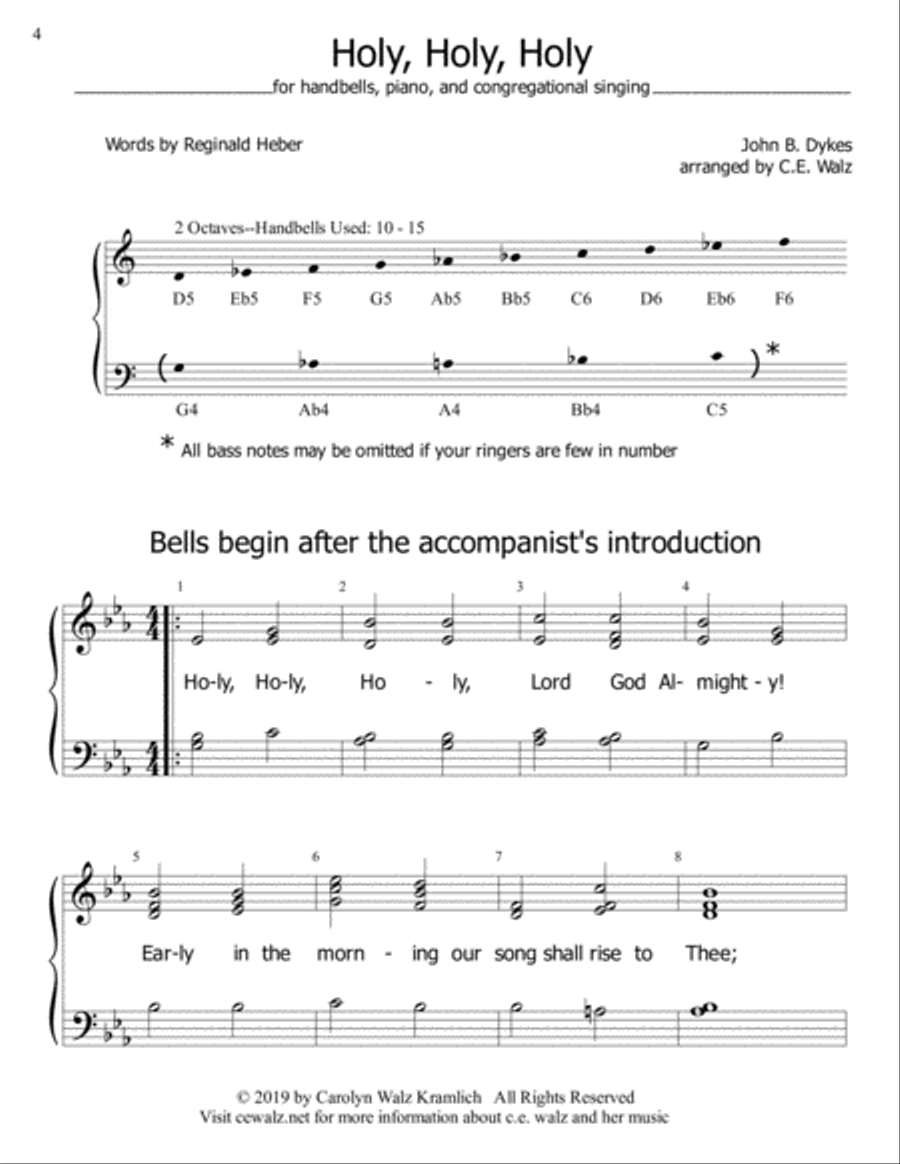 WORSHIP BELLS - three hymns for beginning handbells Handbell Choir scores gallery preview page 4