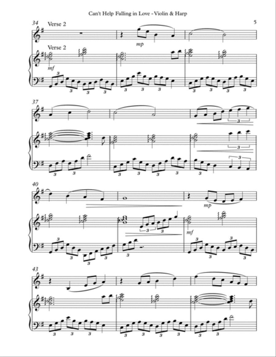 Can't Help Falling In Love String Duet scores gallery preview page 5