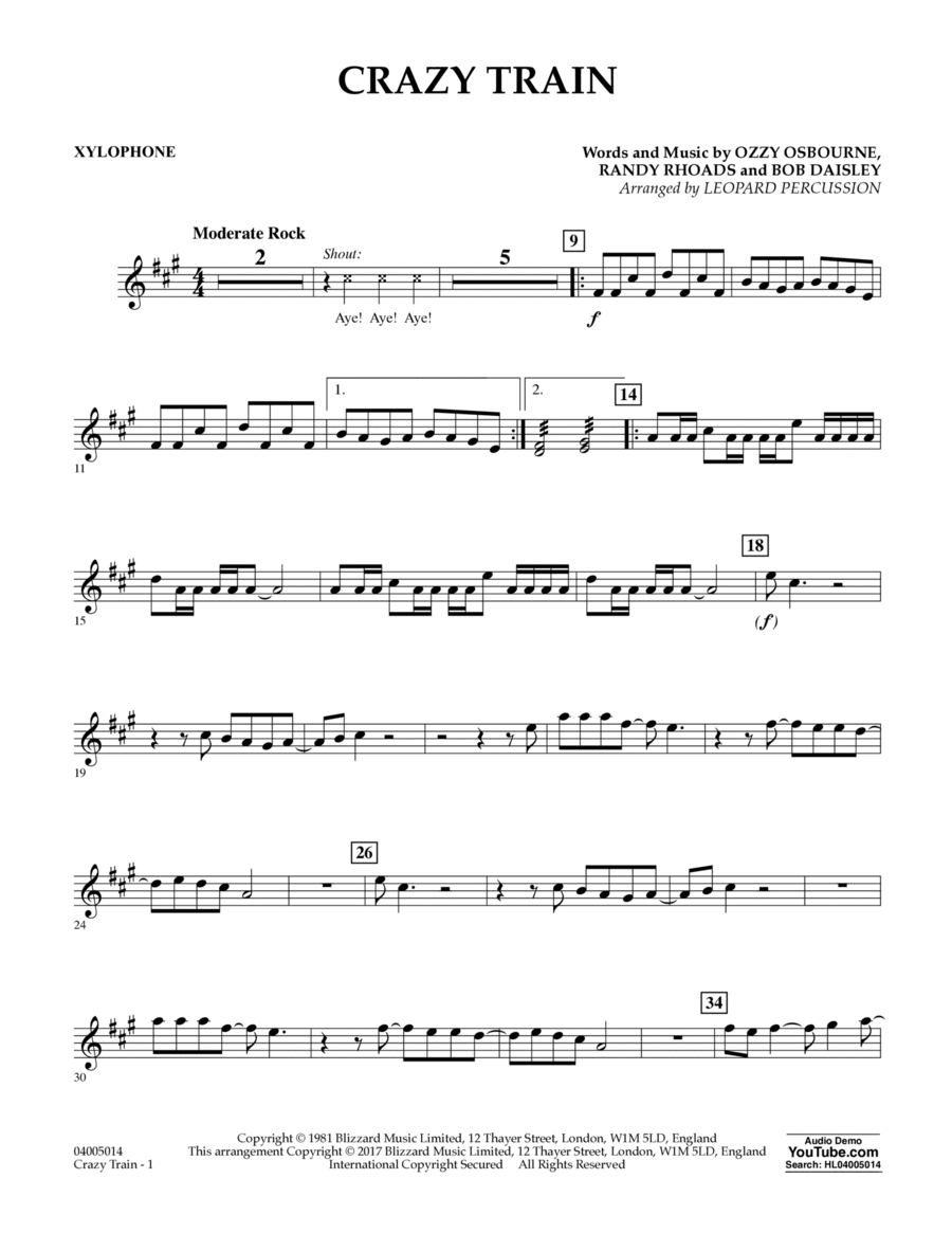 Crazy Train - Xylophone Concert Band scores gallery preview page 1