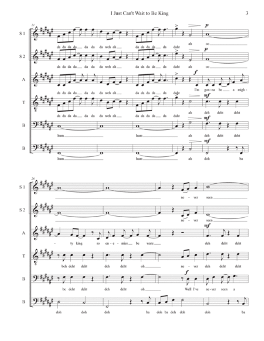 I Just Can't Wait To Be King 4-Part scores gallery preview page 3