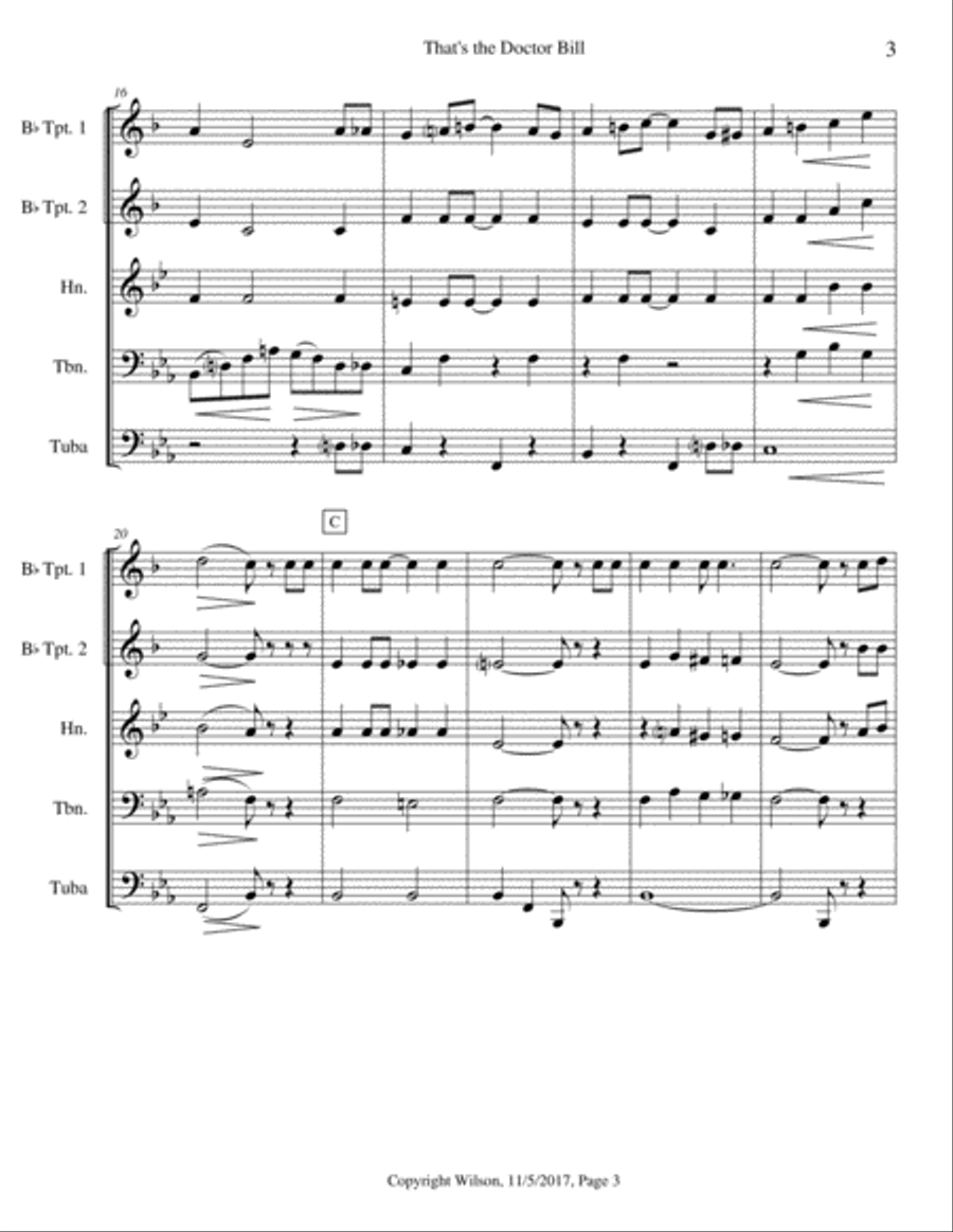 That's the Doctor Bill Brass Quintet scores gallery preview page 4