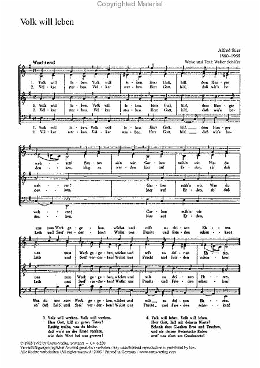 Stier: Des Sommers will ich singen; Es muss ein Zeichen sein; Volk will leben Voice scores gallery preview page 2