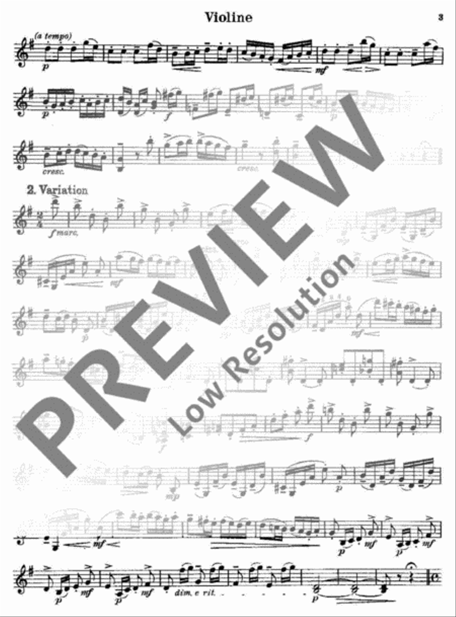 Variations on a Theme of Mozart Violin Solo scores gallery preview page 16