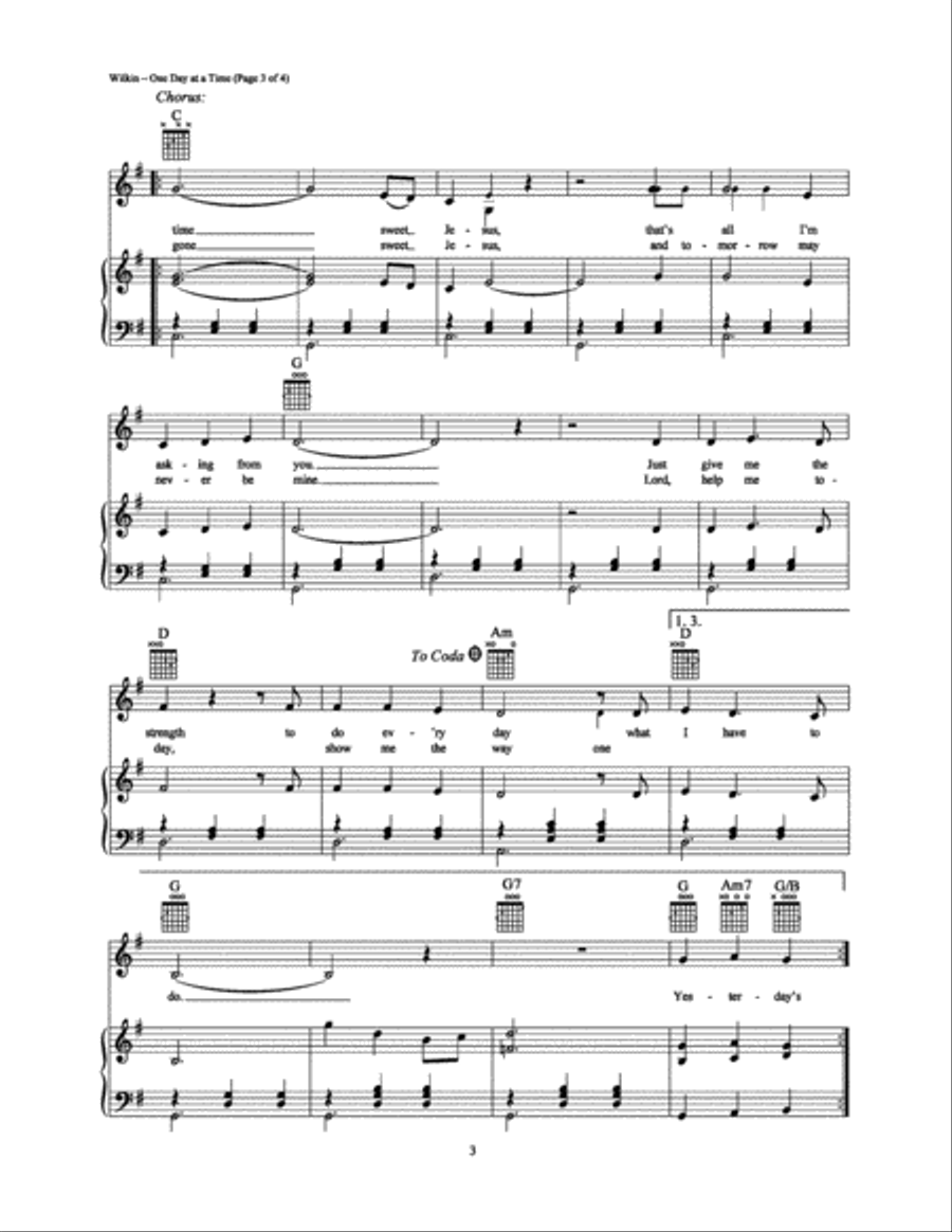 One Day at a Time Piano, Vocal, Guitar scores gallery preview page 3