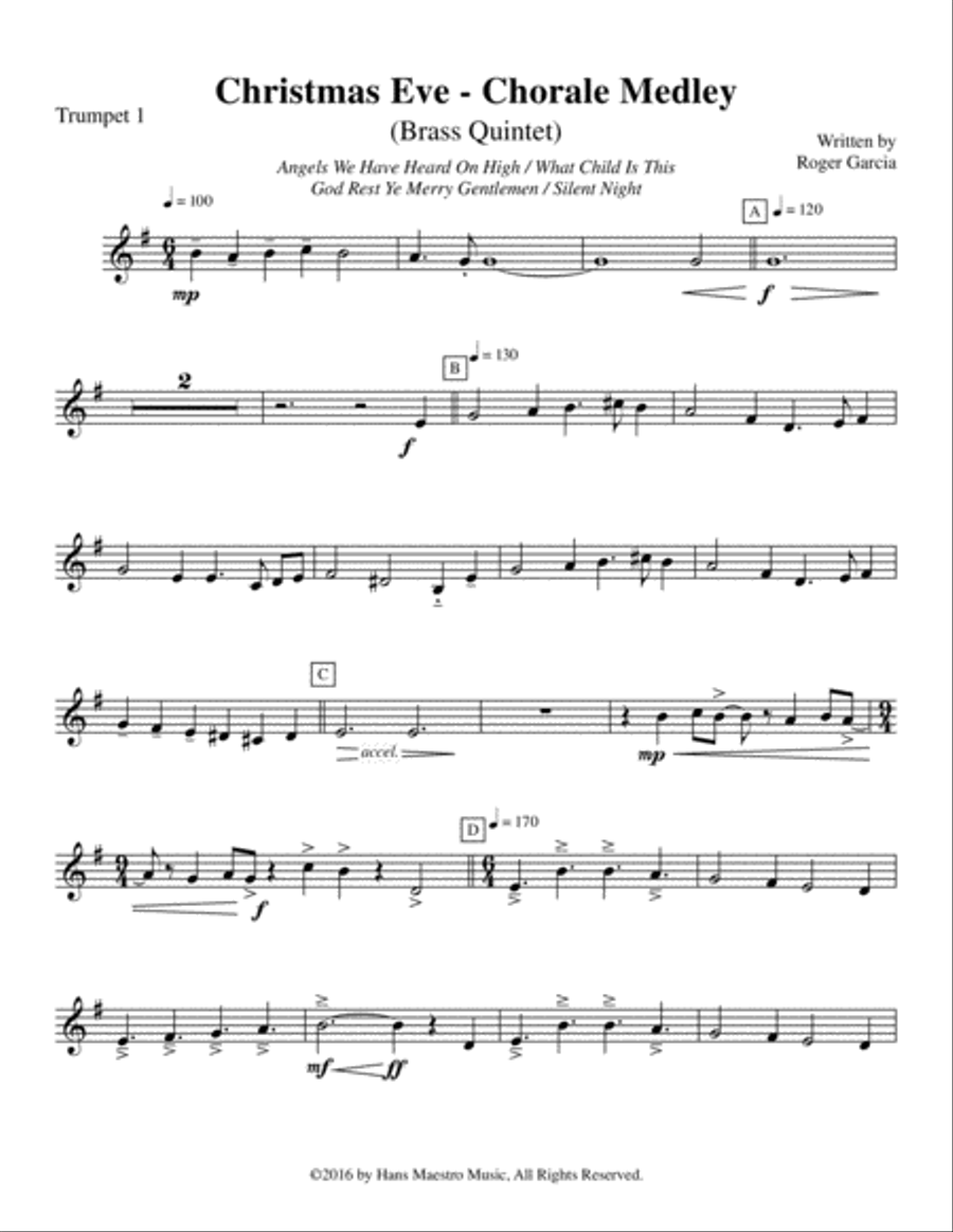 Christmas Eve: Chorale Medley Brass Ensemble scores gallery preview page 6