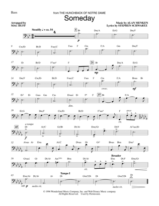 Book cover for Someday (from The Hunchback Of Notre Dame) (arr. Mac Huff) - String Bass/Opt. Electric Bass