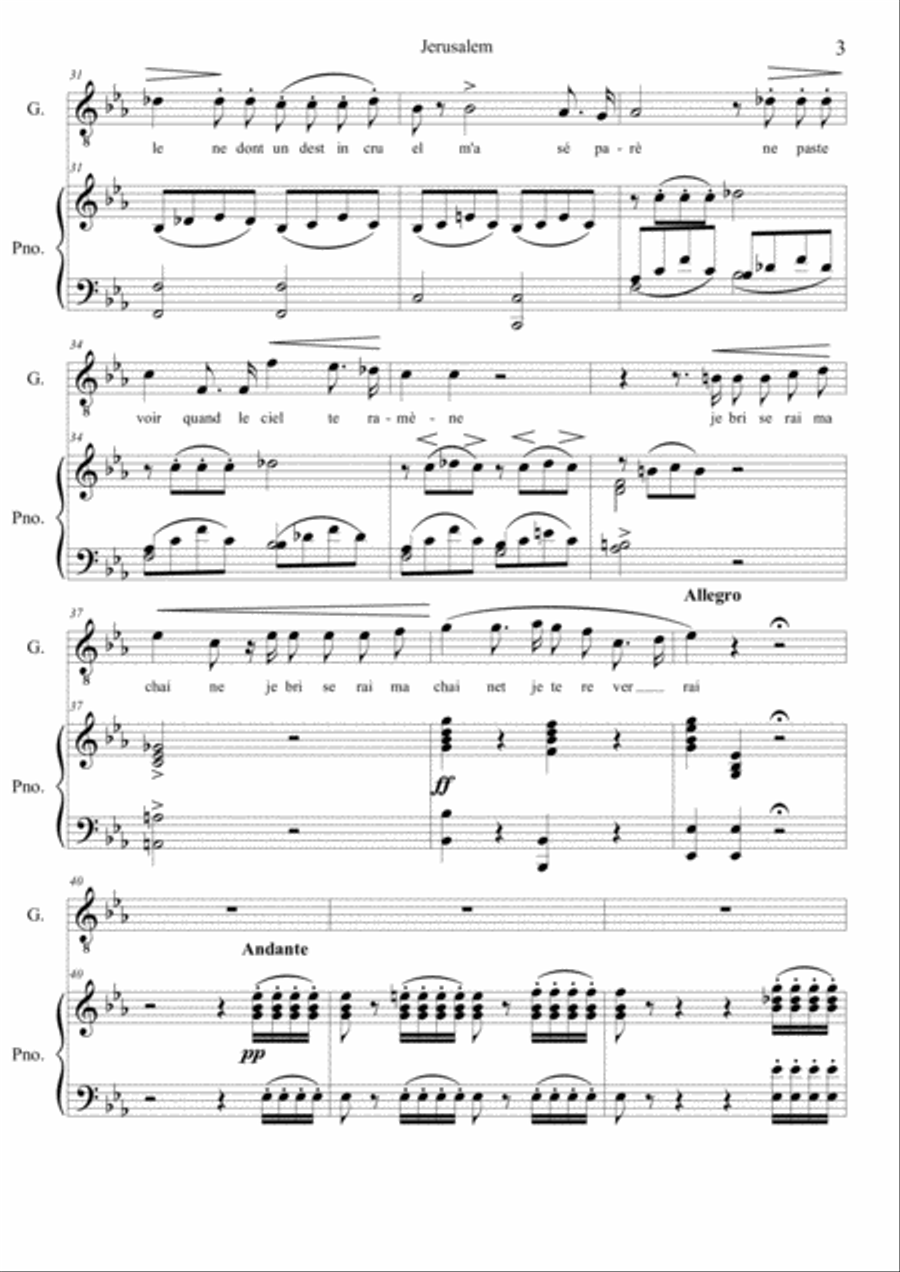 Je veux encore entendre - Jerusalem Je veux encore entendre - Jerusalem Tenor Voice scores gallery preview page 3