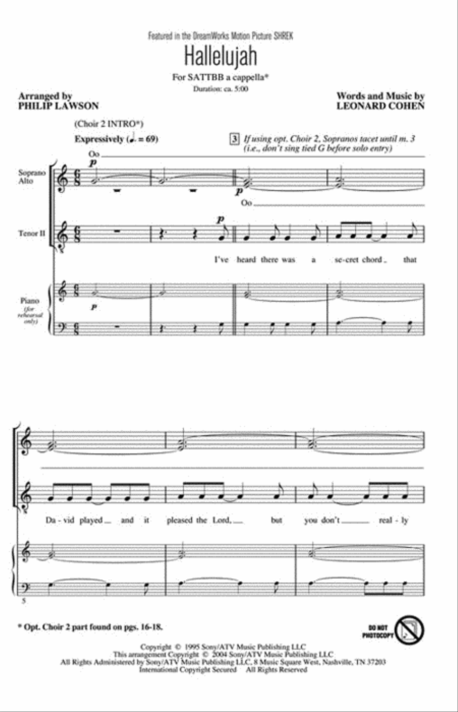 Hallelujah A Cappella scores gallery preview page 2
