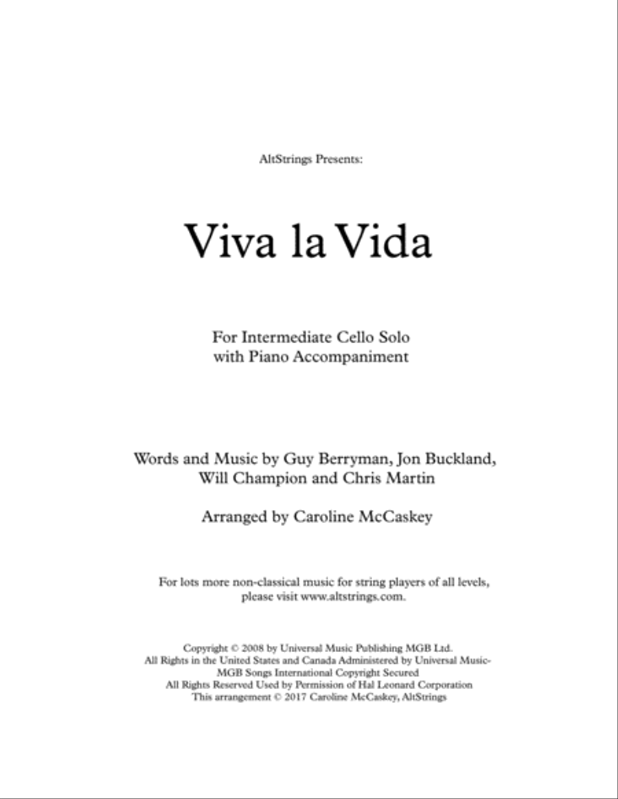 Viva La Vida Piano scores gallery preview page 1