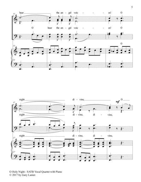 O HOLY NIGHT (SATB Vocal Quartet with Piano - Score & Quartet Part included) image number null