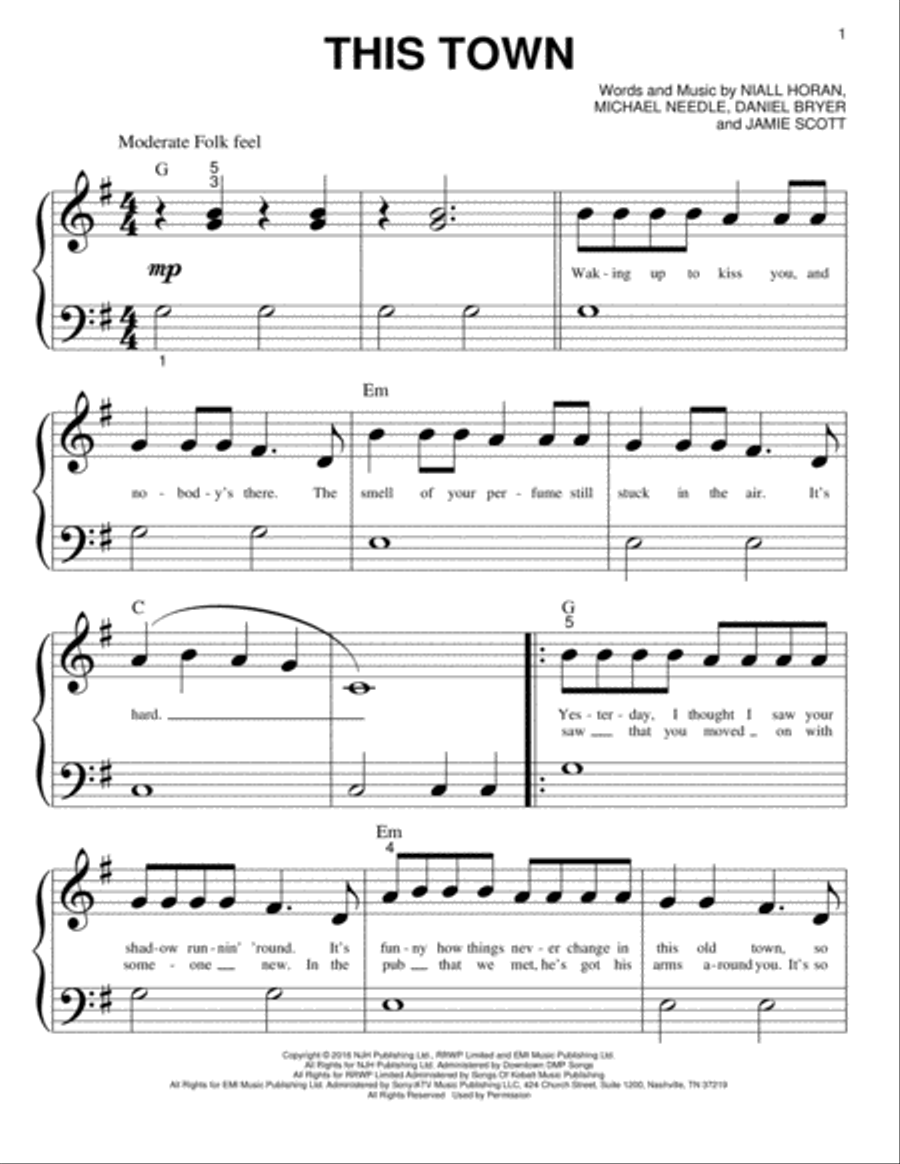 This Town Easy Piano scores gallery preview page 1