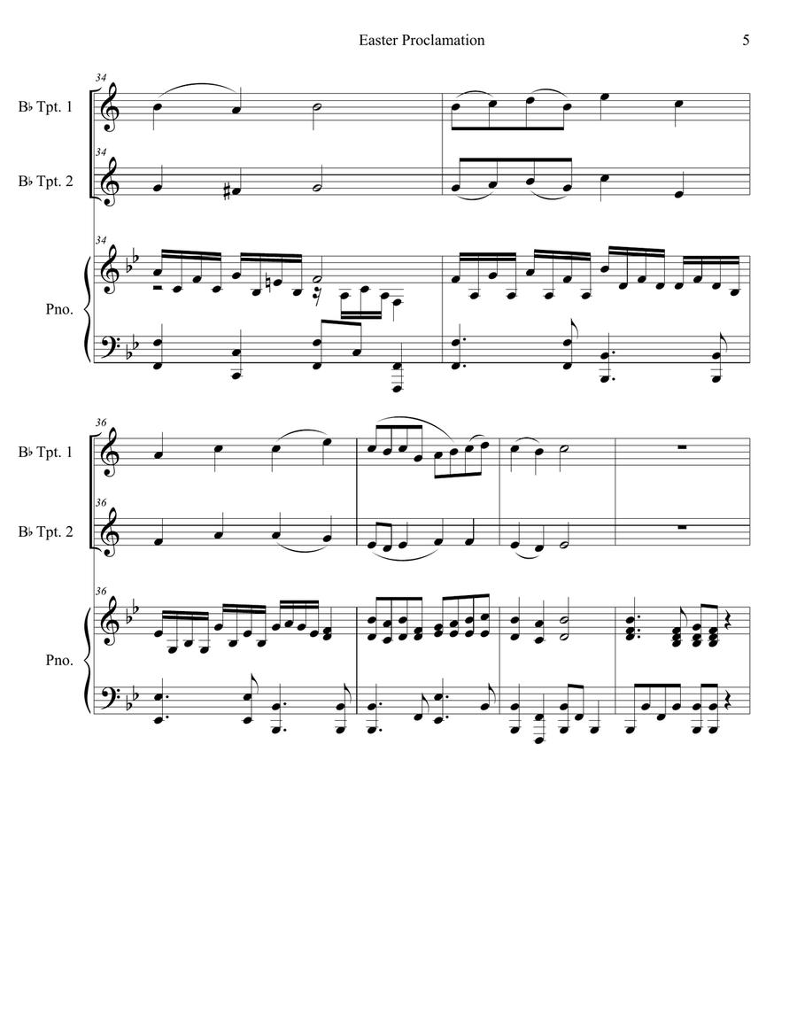 Easter Proclamation (The Risen Christ) (Duet for Bb-Trumpet) Trumpet Duet scores gallery preview page 5