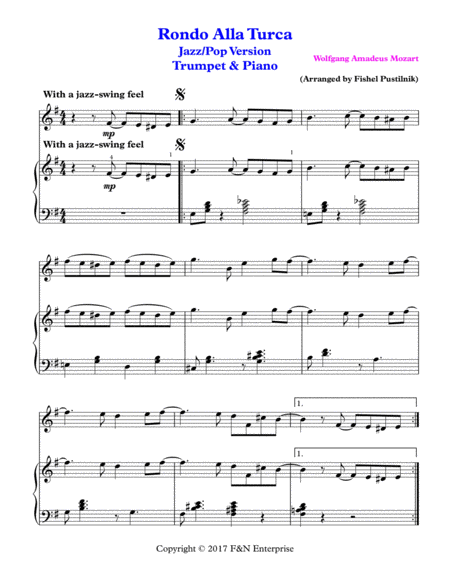 "Rondo Alla Turca" for Trumpet and Piano image number null
