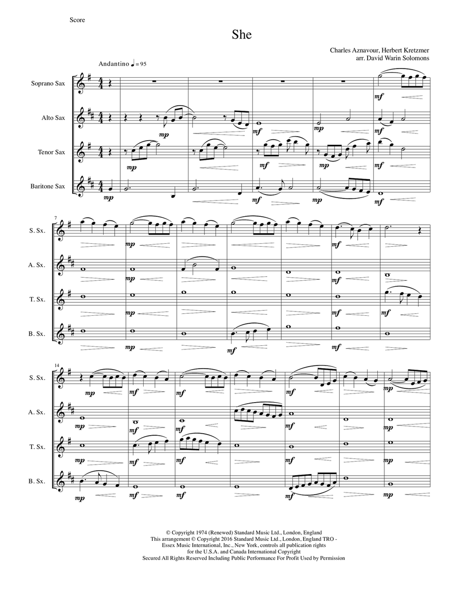 She Woodwind Quartet scores gallery preview page 1