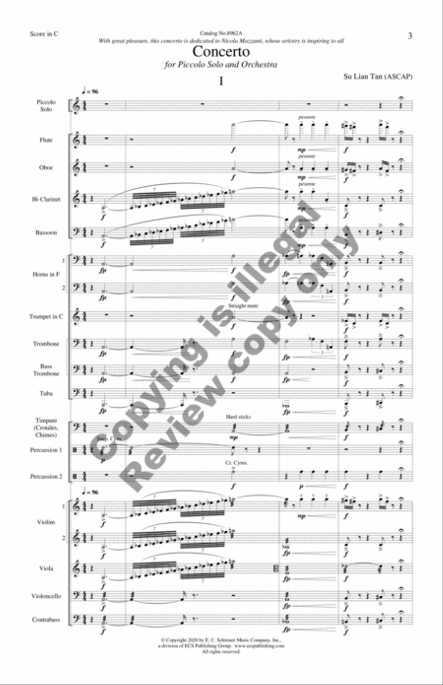Concerto for Piccolo Solo and Chamber Orchestra (Additional Full Score) Chamber Orchestra scores gallery preview page 4