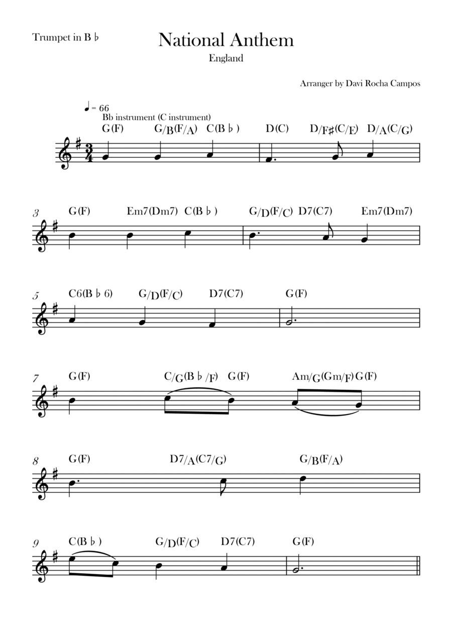National Anthem B-Flat Trumpet scores gallery preview page 1