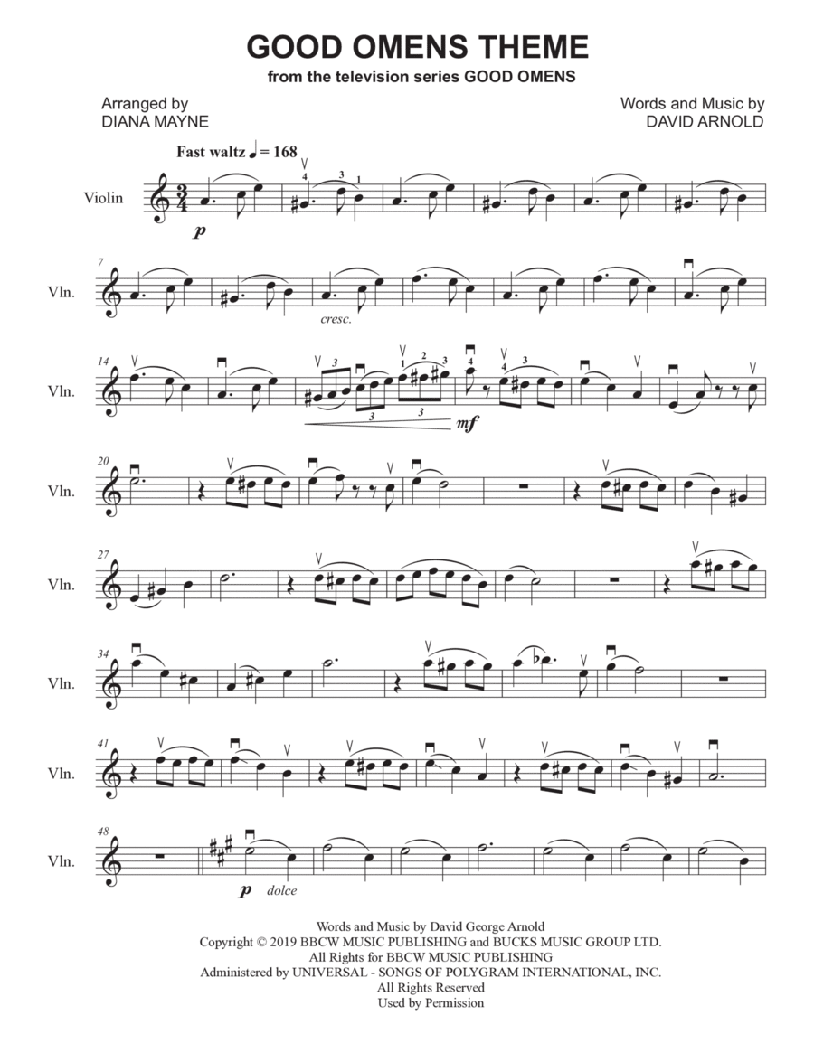 Good Omens (theme) Good Omens (theme) Violin Solo scores gallery preview page 1
