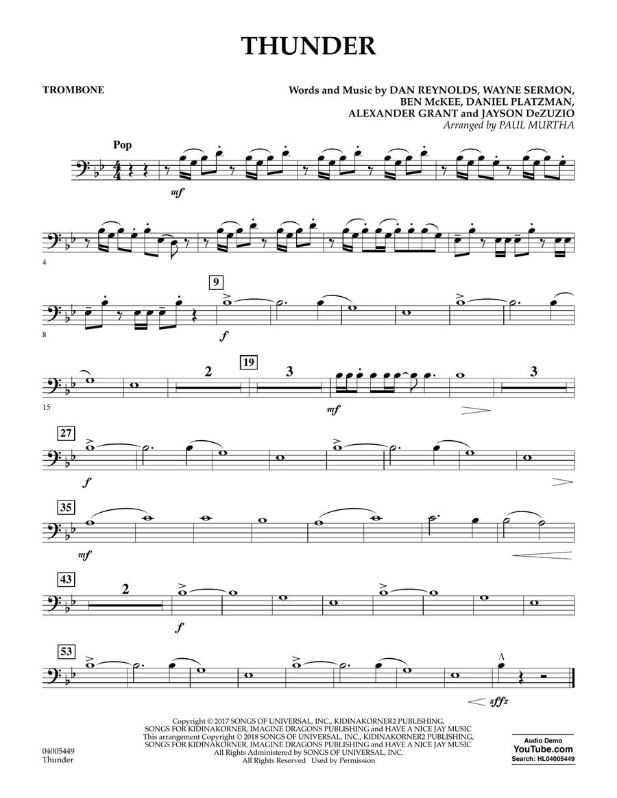 Thunder - Trombone Concert Band scores gallery preview page 1