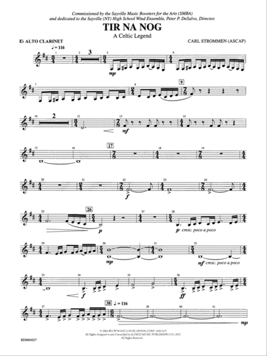 Tir Na Nog (A Celtic Legend): E-flat Alto Clarinet Concert Band scores gallery preview page 1