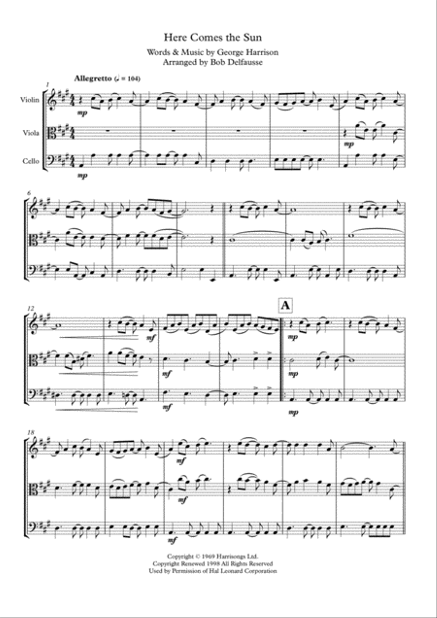 Here Comes The Sun String Trio scores gallery preview page 2