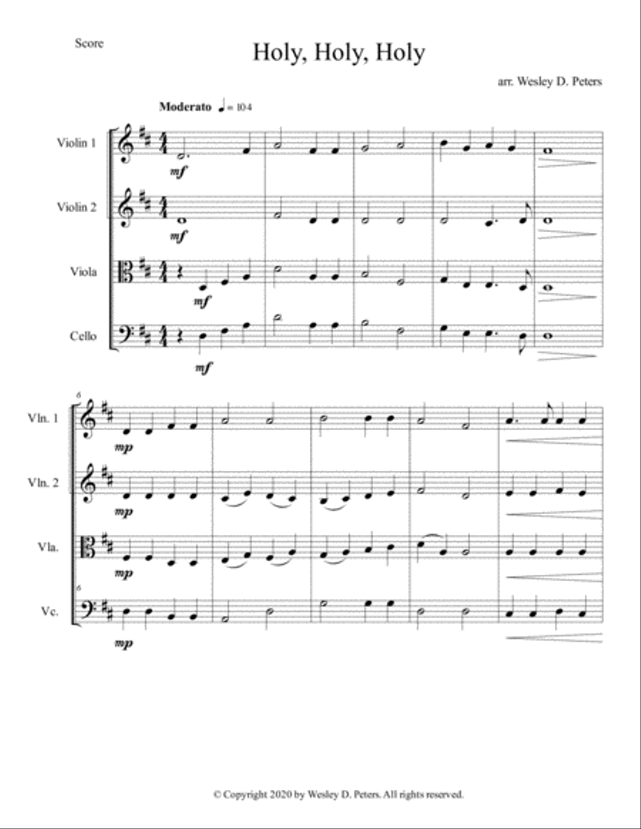 Holy, Holy, Holy (String Quartet) String Quartet scores gallery preview page 3