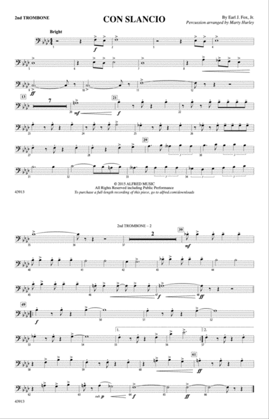 Con Slancio: 2nd Trombone Marching Band scores gallery preview page 1