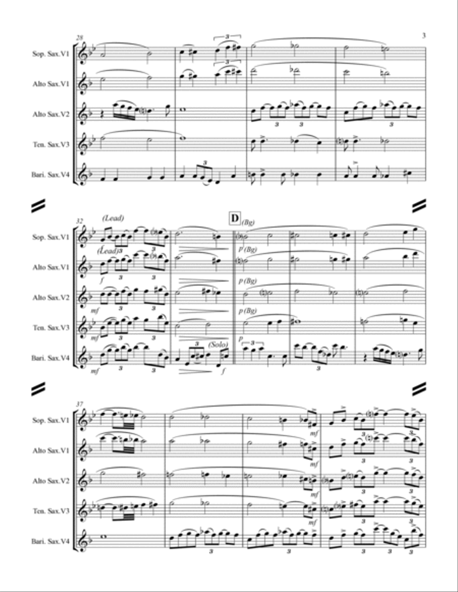 When Sunny Gets Blue Saxophone Quartet scores gallery preview page 4