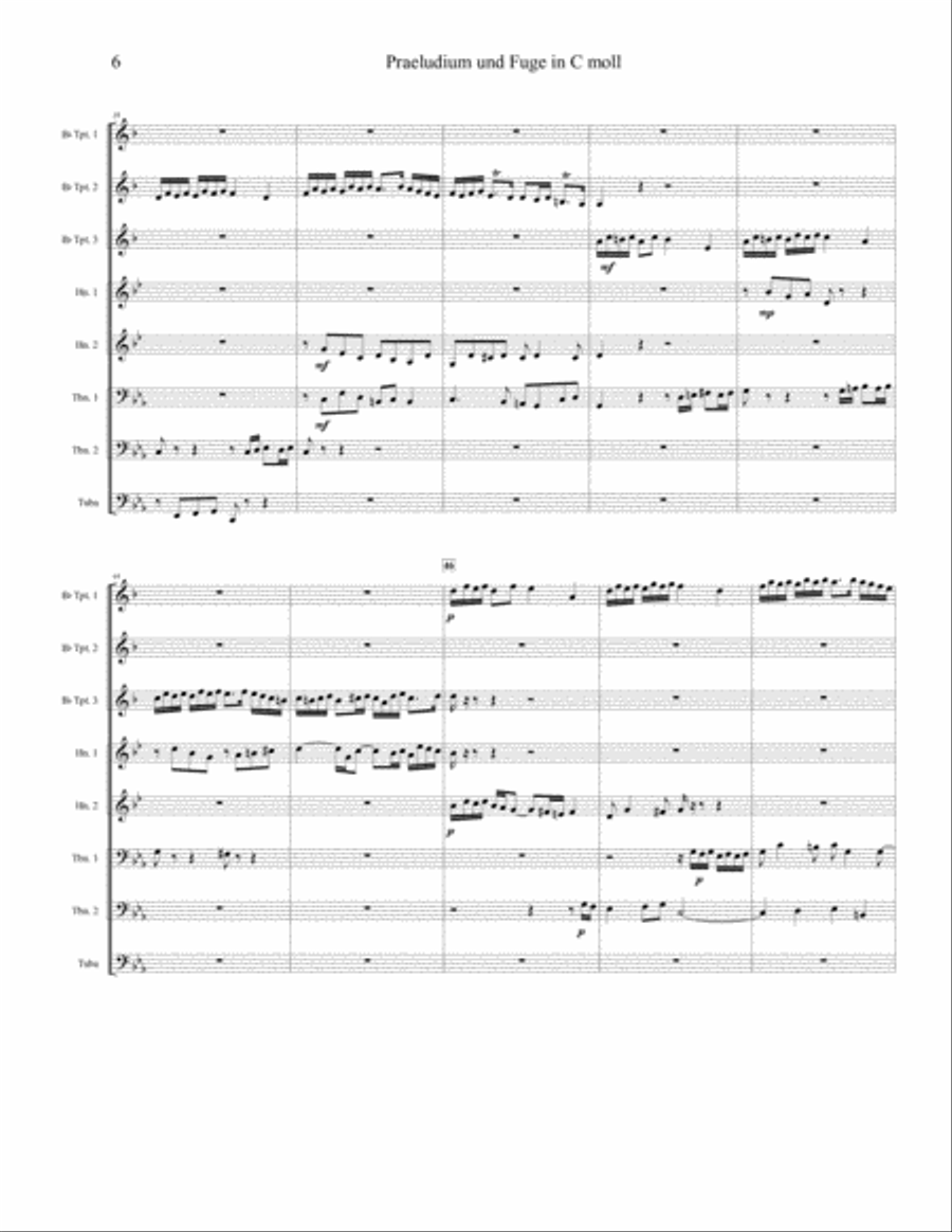 Prelude and Fugue in C minor (549) for Brass Octet Brass Ensemble scores gallery preview page 6