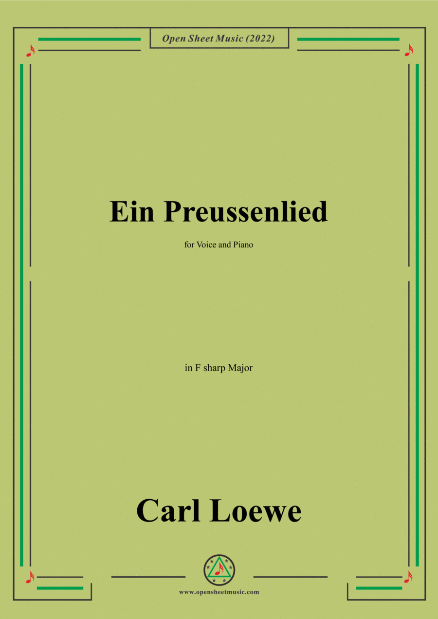 Loewe-Ein Preussenlied,in F sharp Major,for Voice and Piano Voice Solo scores gallery preview page 1