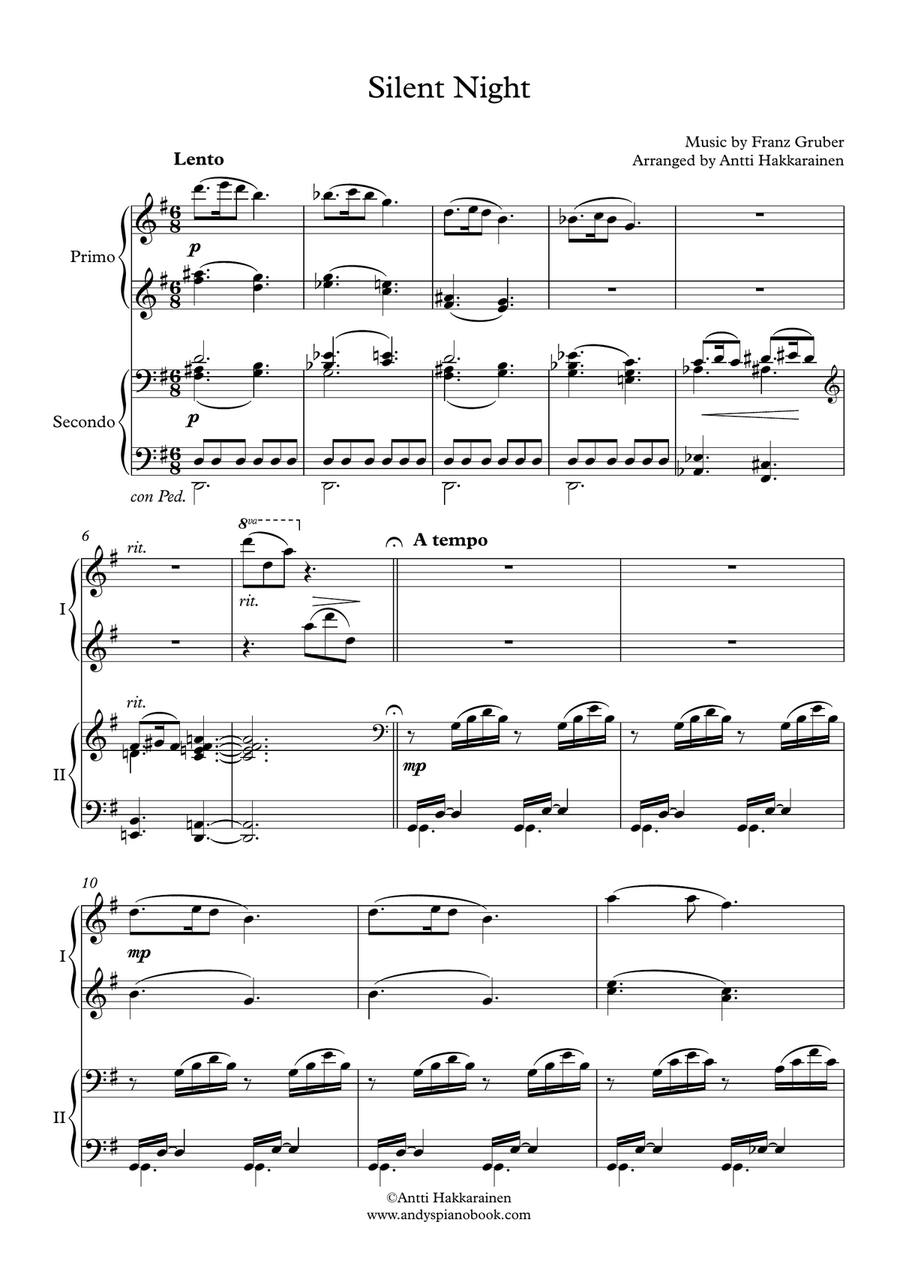 Silent Night - Piano, 4 Hands 1 Piano, 4-Hands scores gallery preview page 2